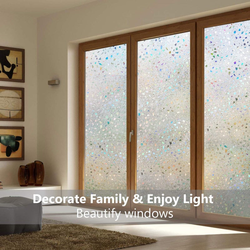 LEMON CLOUD Decorative Window Film, Stained Window Privacy Film, Frosted Glass Static Cling for Glass Door Home, 3D Rubble Design (35.4 x 157.4 Inch) - Image 2